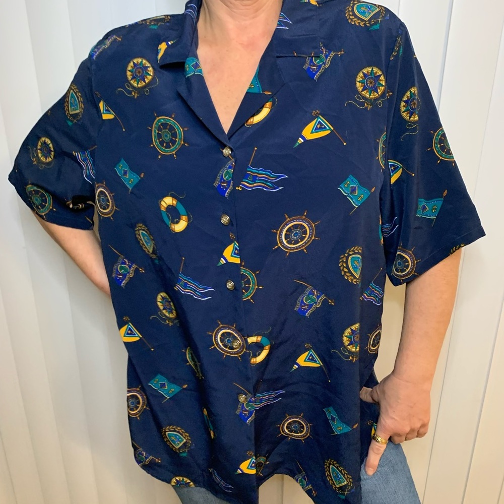 Nautical short sleeve button down